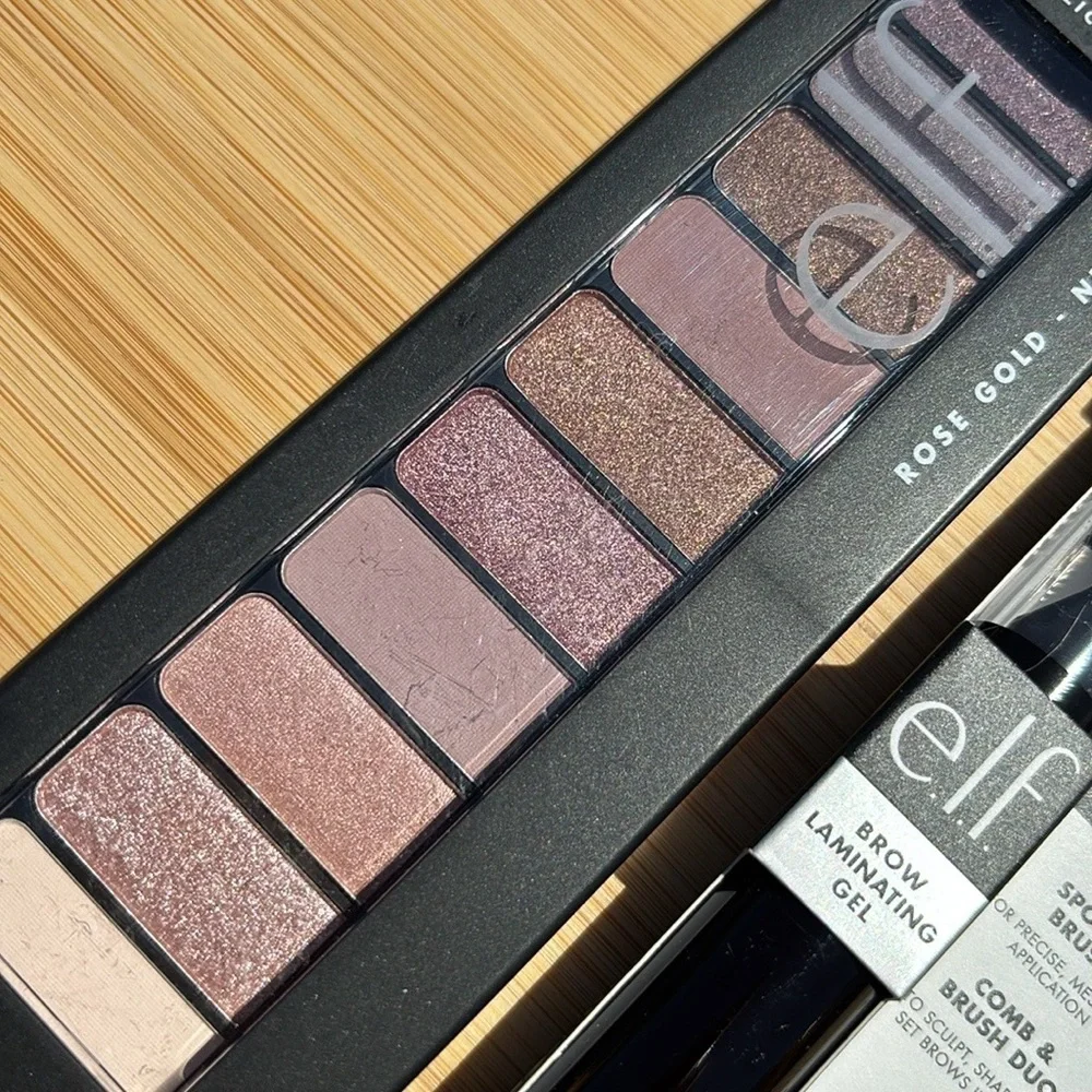 Brand New ELF Rose Gold Nude Eyeshadow Palette Shimmer & Brow Laminating Gel